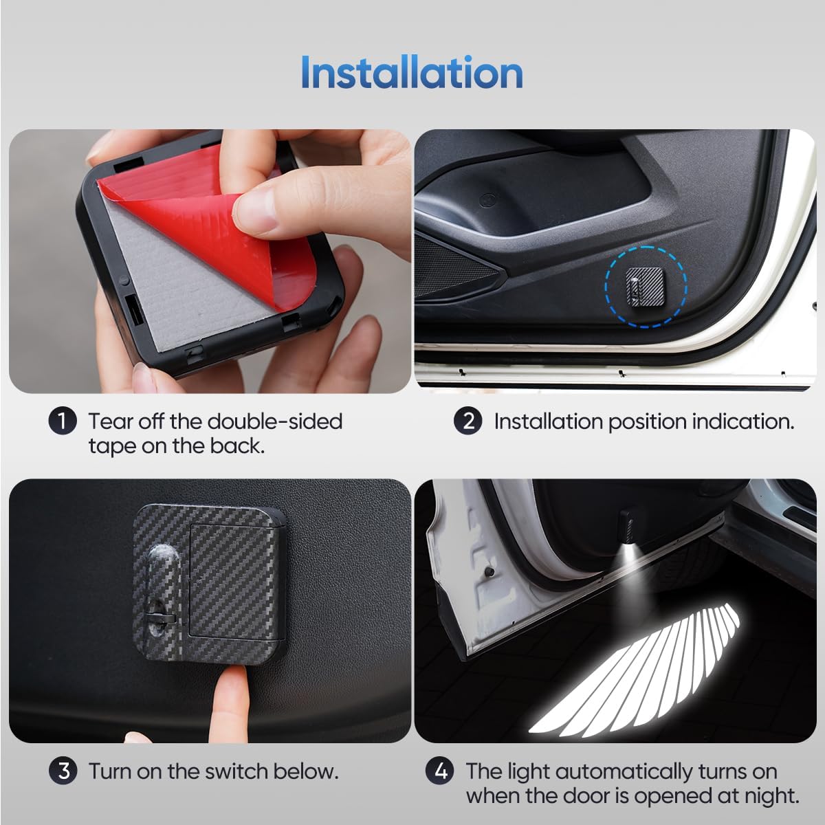 2 PCS Car LED Angel Wing Car Door Light Logo Projector Car Brand Logo LED Ghost Shadow Light Projector car Open Door Light car Welcome Light car Door Projector Lights (Angel Wings)