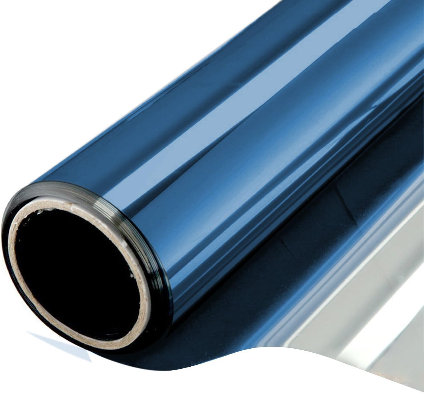 WPCTEV One Way Window Film Daytime Privacy Static Cling Self Adhesive House Film Glass Window Tint Heat Control Mirror Film Blue & Silver 6 Mil 23.6 Inch x 6.5 Feet
