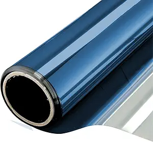 WPCTEV One Way Mirror Window Film Daytime Privacy Heat Control Film Solar Film Non-Adhesive Window Tint for Home and Office Blue & Silver 6 Mil 35.4 Inch x 13.1 Feet