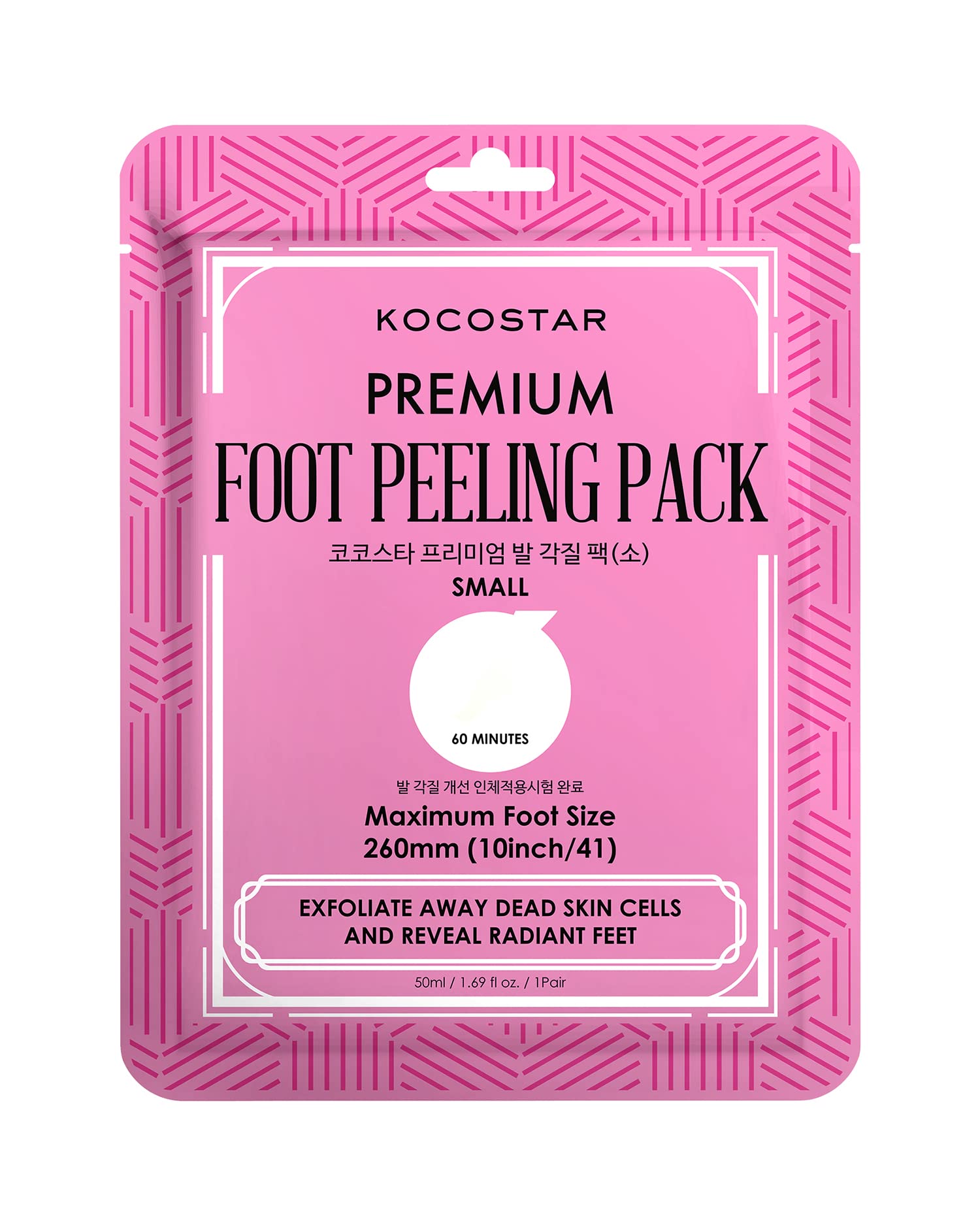 Kocostar Premium Foot Peeling Pack Small | Exfoliate Away Dead Skin Cells & Reveal Radiant Feet | Turn Your Dry, Cracked Heel Into Baby Soft Feet | Max. Size 10 Inches | Pair Of 1, 50Ml