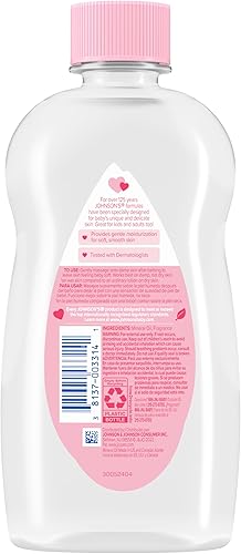Miniatura 22 de Johnson's Baby Aceite para bebé, aceite mineral puro para evitar la pérdida de humedad, hipoalergénico, original, 3 onzas líquidas
