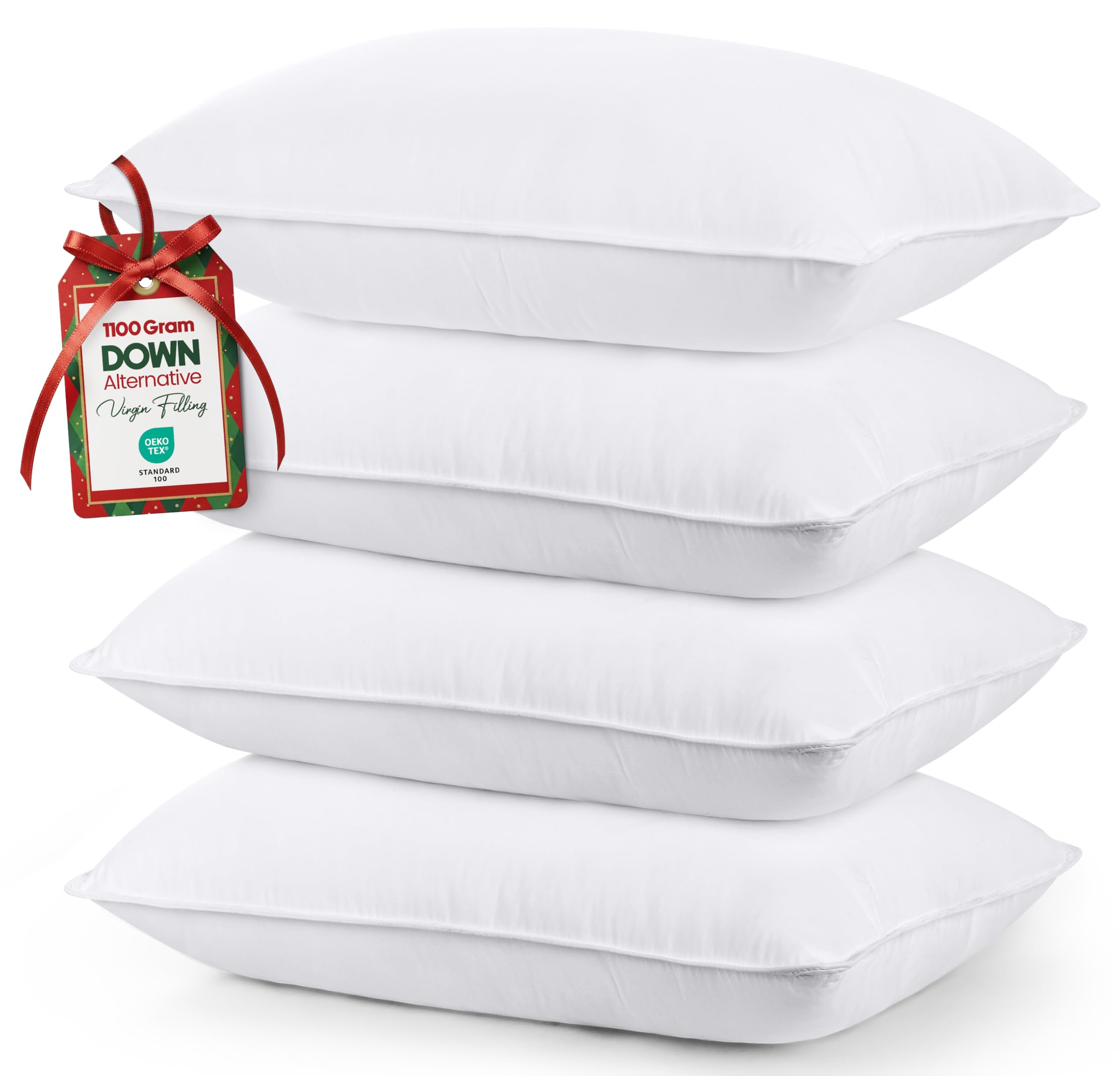 Utopia Bedding Bed Pillows for Sleeping (White), Queen Size Set of 4, Hotel Pillow, Cooling Pillows for Side, Back or Stomach Sleepers