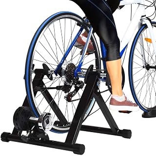 Rodillo De Entrenamiento For Bicicletas De 26-28 Pulgadas, Bicicleta Estática Plegable, Cargable hasta 150 Kg, Acero, Incl. Soporte Rueda Delantera, Sin Resistencia Magnética