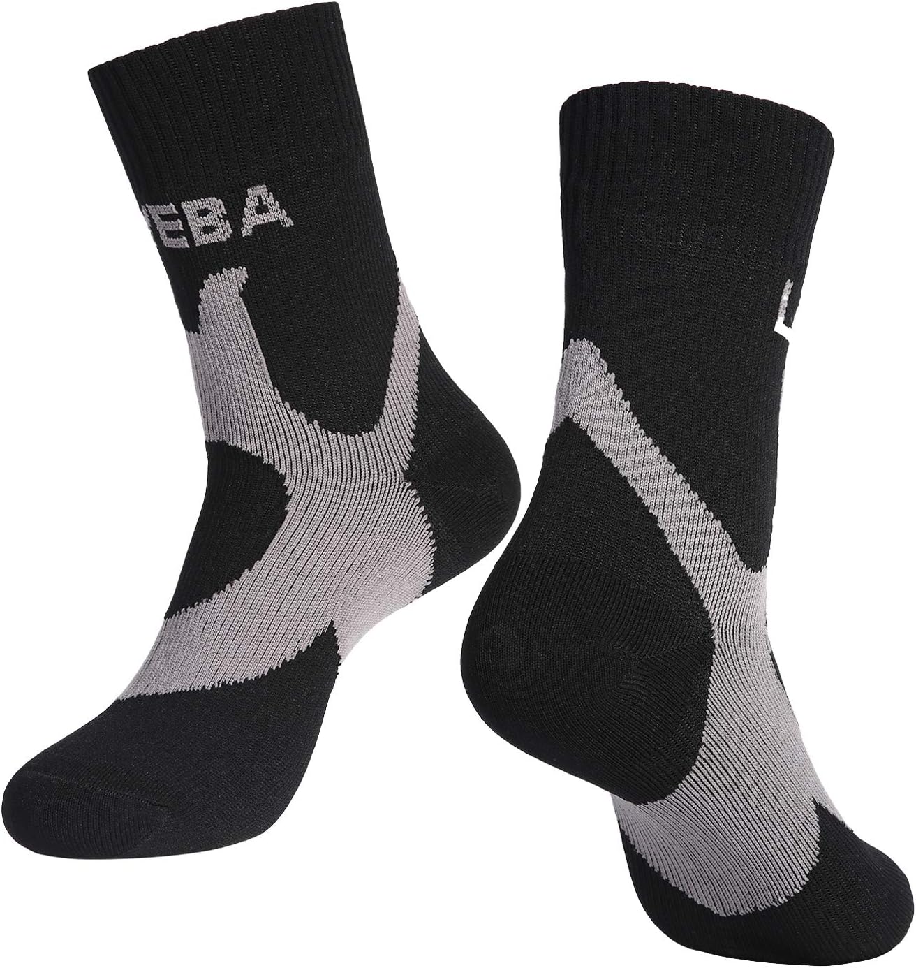 Layeba 100% Waterproof Breathable Socks [SGS Certified] Unisex Outdoor Sports Hiking Trekking Skiing Socks 1 Pair & 2 Pairs (Black, Small)