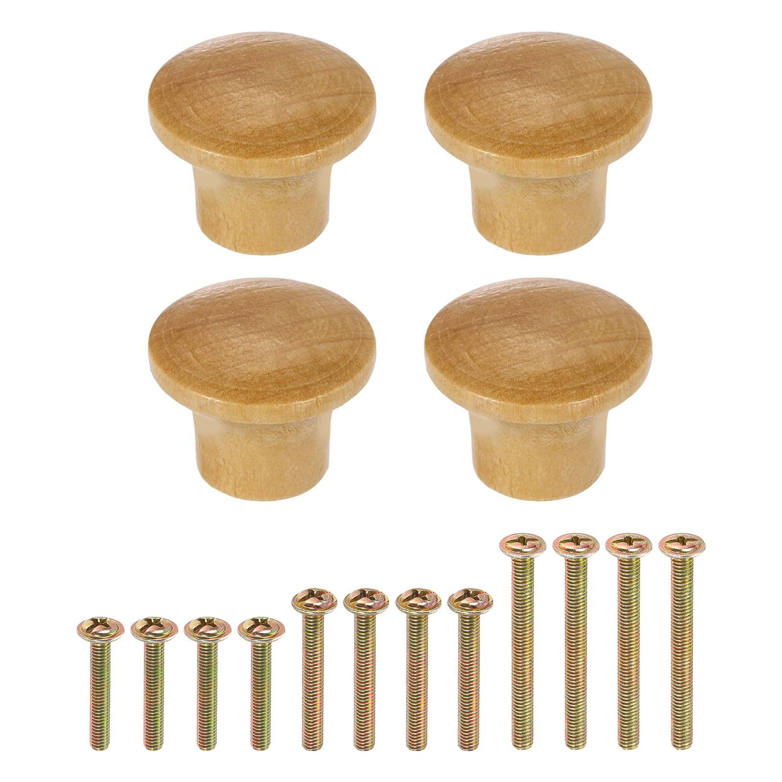 sourcing map 4Pcs Round Wood Drawer Knob, 0.9" Diameter Round Cabinet Knobs Paint Surface Mushroom Shape Wooden Knobs with Screws for Furniture Dresser Wardrobe Cupboard