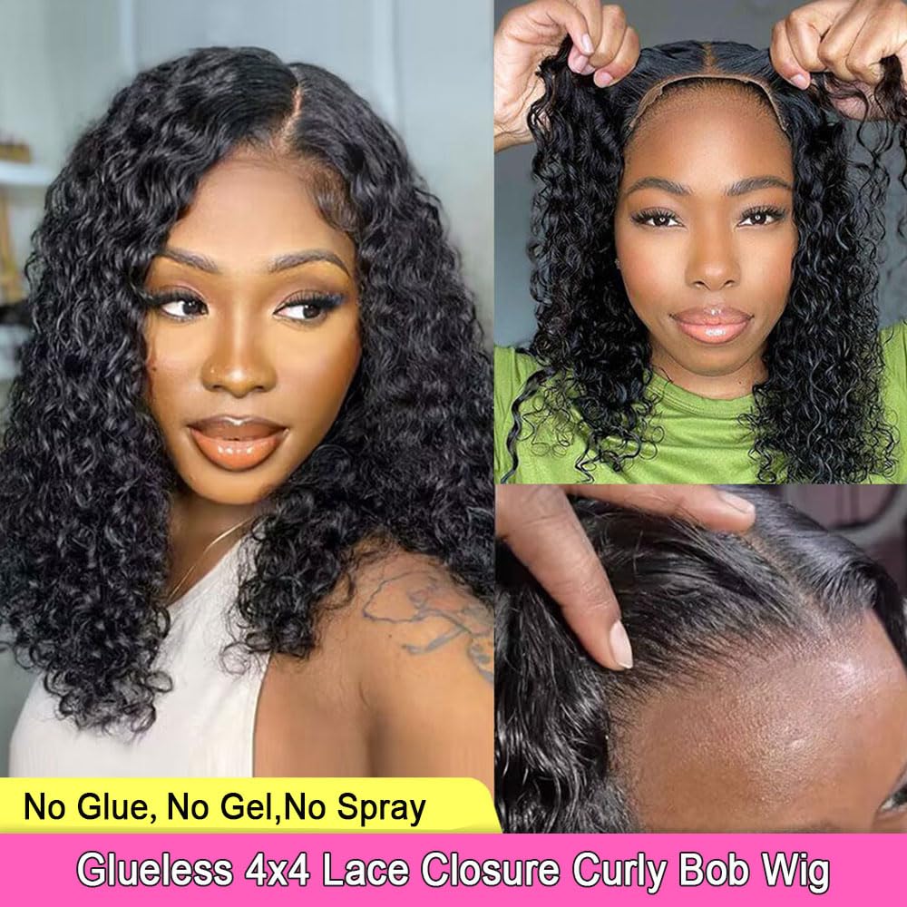 Glueless Human Hair Bob Wig 16 Inch 180 Density 4x4 Lace Closure Amazon.com : Foreverlove Bob Wig Human Hair Glueless 4x4  main image 2