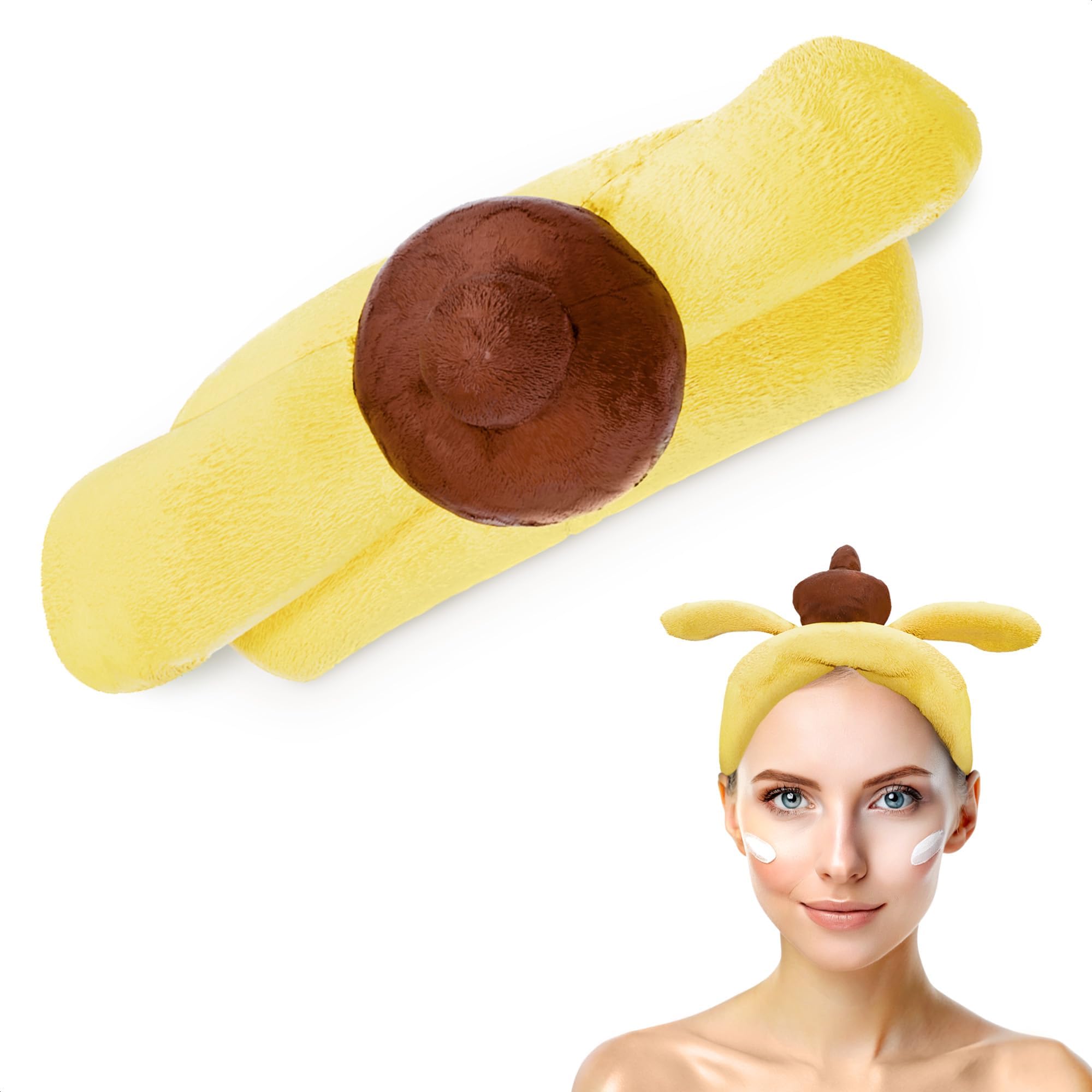 LIBERHAUS Yellow Bear Ears Headband โ Halloween Bear Ears for Costume Party โ Universal Size, Soft Plush Dog Kawaii Headband