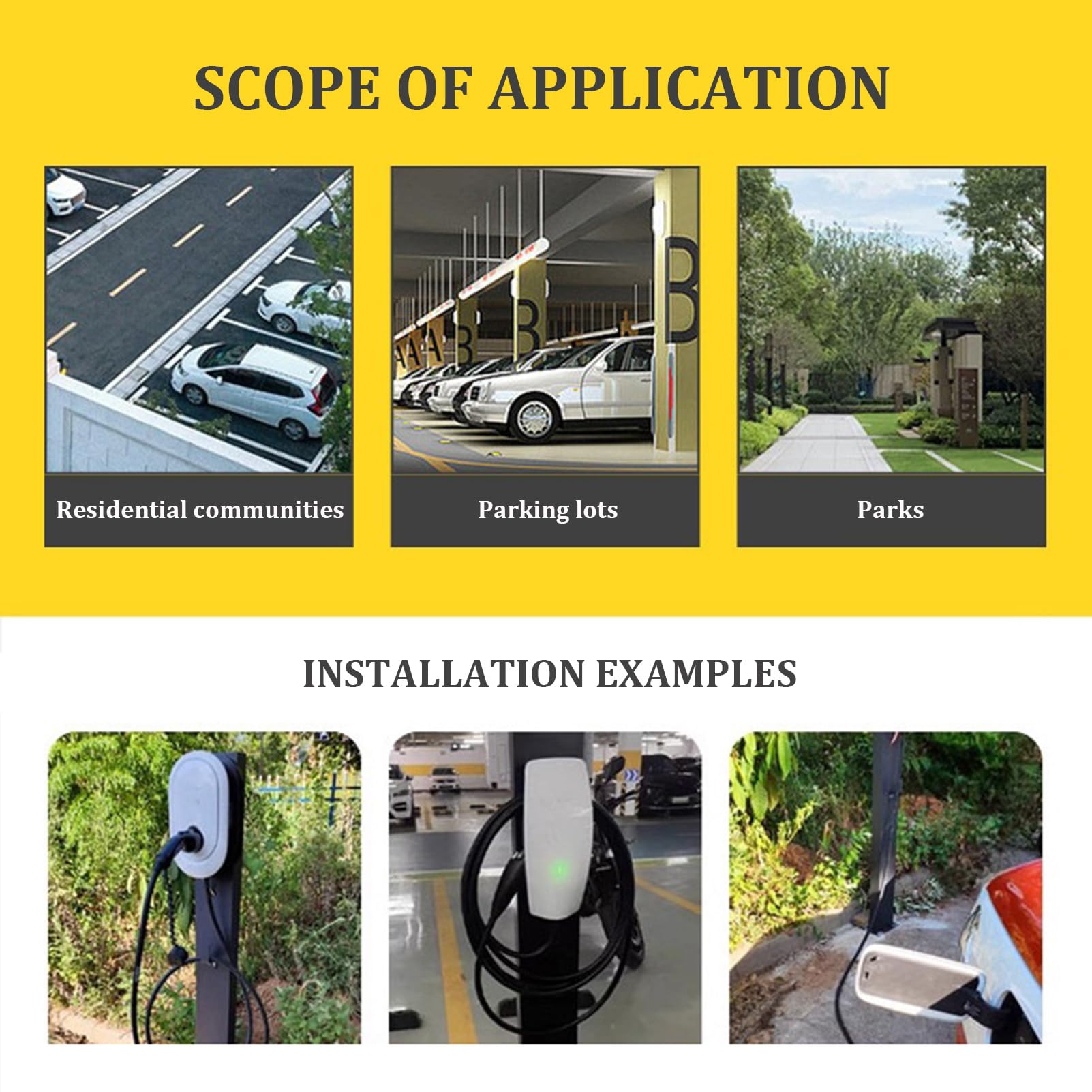 Genérico Soporte Resistente para estación de Carga de vehículos eléctricos, Poste de Montaje Universal para Cargador ev para Uso Exterior, Columna de Carga de Acero para vehículos de Nueva energía