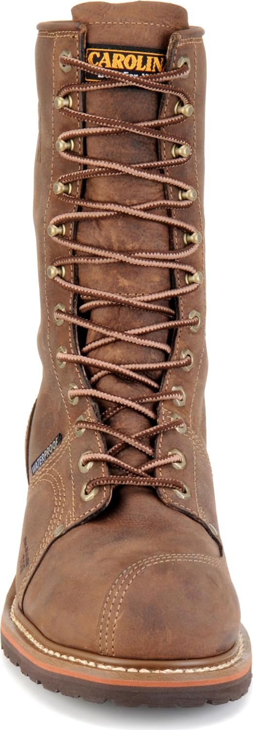 Carolina Linesman 10" Composite Toe Work Boots for Men - All-Day Memory Foam Cushion - Slip-Resistant Traction for Work Boot Safety - Non-Metallic Shank Support for Motorcycle & Tactical Footwear