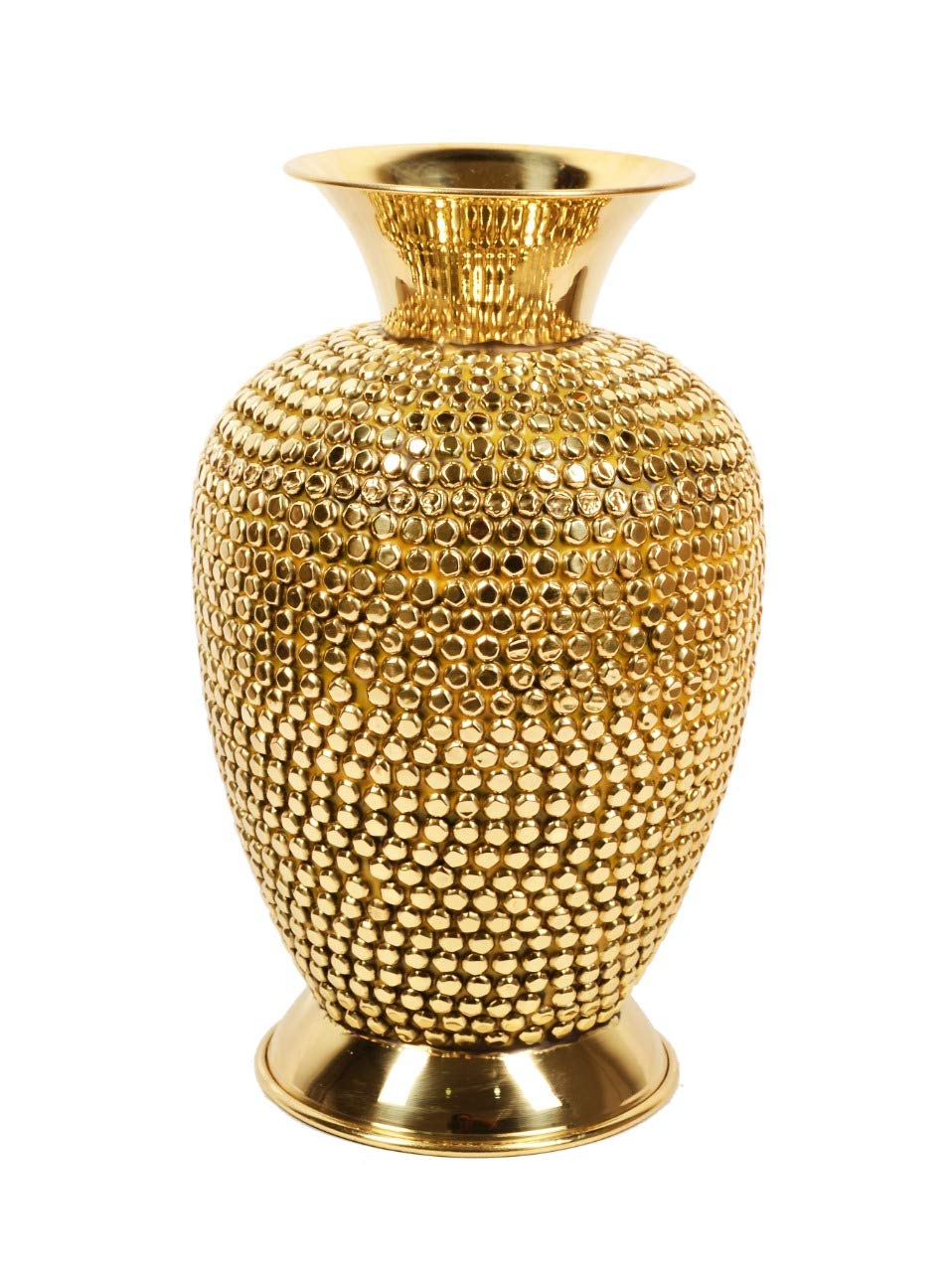 Skywalker Hand Crafted Metal Brass Flower Vase with Beads for Home Decoration (10 Inch)-image-12