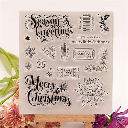 Miniatura 8 de Árboles de invierno, ramas, hojas, conos de pino, arco de goma transparente para hacer tarjetas y álbumes de recortes, deseos de Navidad, palabras,