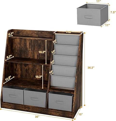 Miniatura 153 de Estantería de madera rosa de 4 niveles para niños, estantería de 5 capas, estante para libros de almacenamiento para bebés, organizador de juguetes