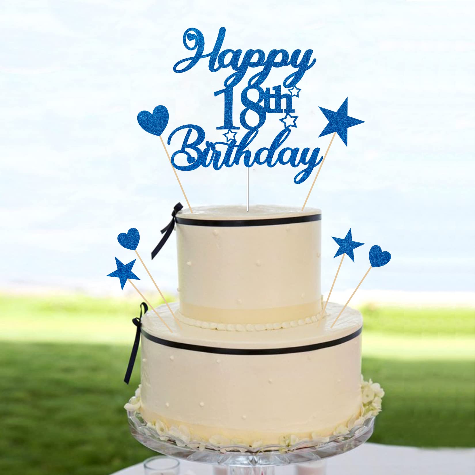 Guoguonb Topper Per Torta Happy 38° Compleanno – Decorazione Oro Con Cuori E Stelle Glitter Per 38 Anni, Per Donne E Uomini