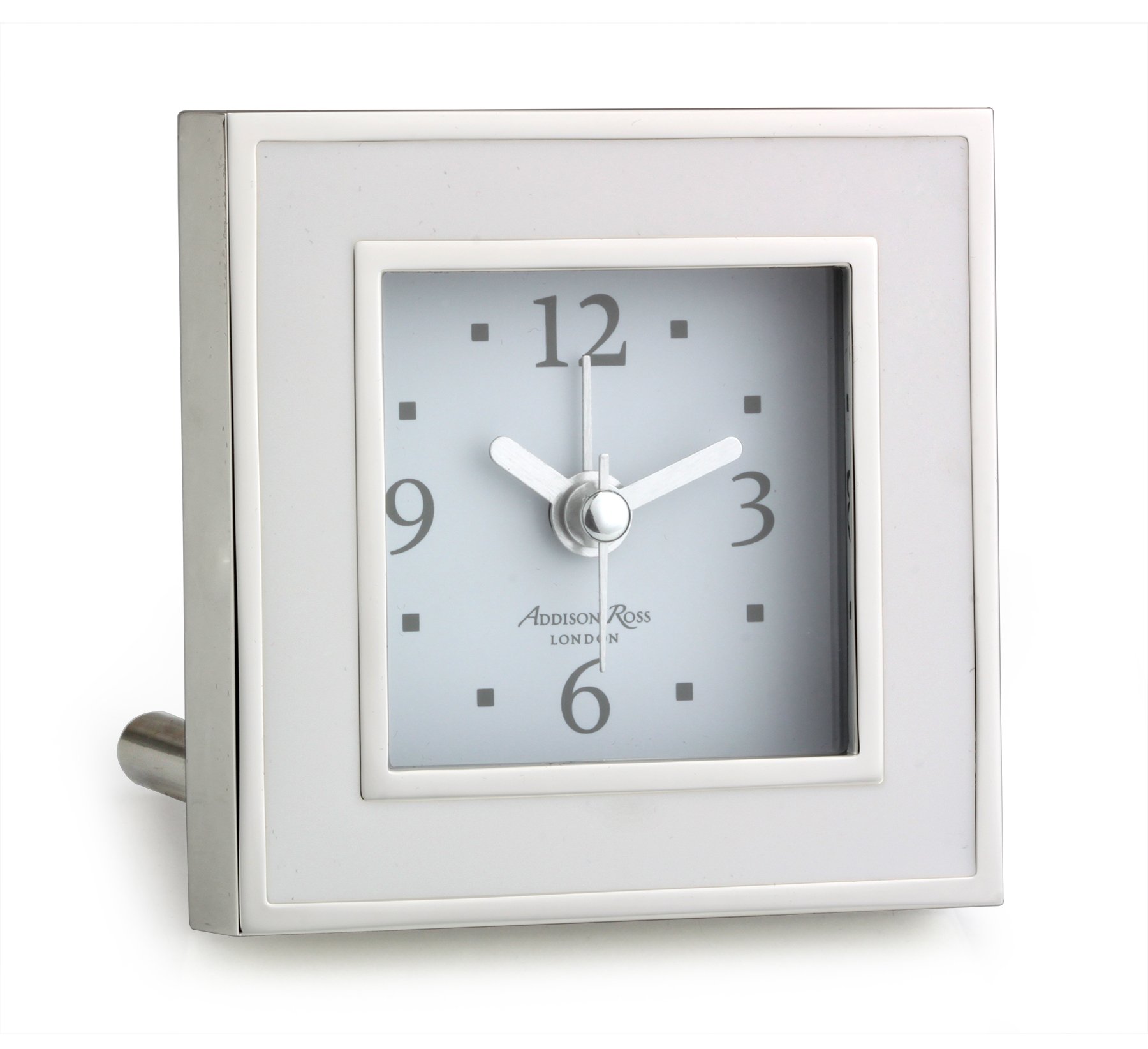 Addison Ross Battery Alarm Clock – Silent Sweep – Compact & Stylish – Alarm Clock Bedside – Velvet-Backed Design/Home & Office Decor – White Enamel