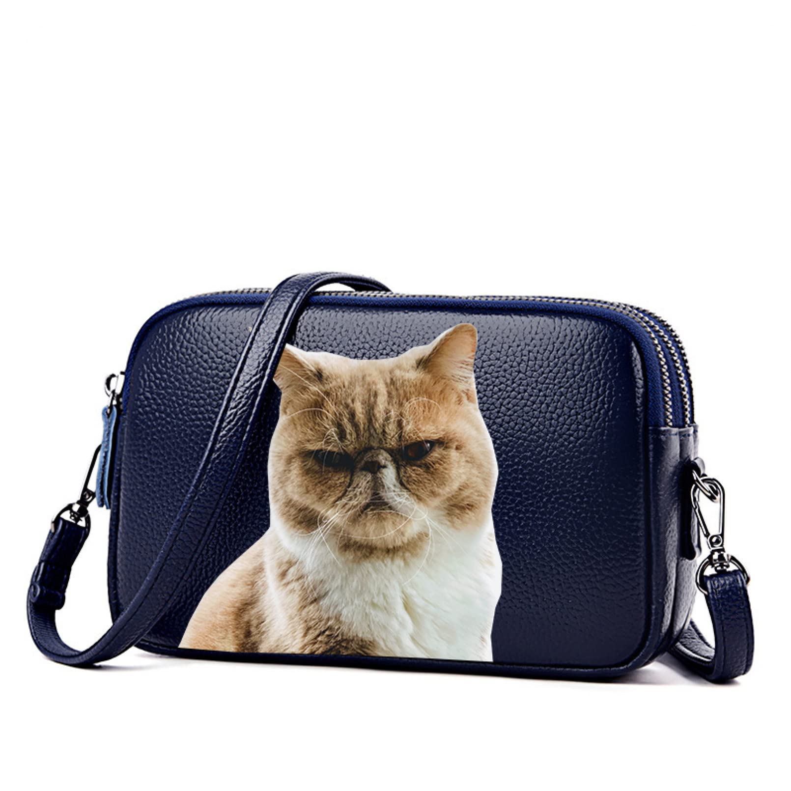 BAJIE mini borsa delle donne mini borsa a tracolla delle signore del sacchetto del messaggero di cuoio della borsa semplice stile del messaggero del gatto
