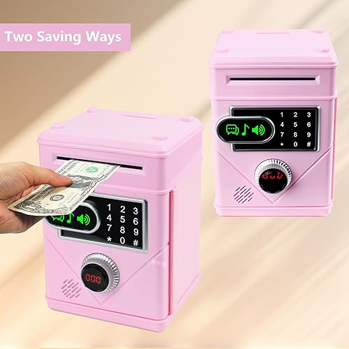 Miniatura 4 de Veilxty Hucha con pantalla táctil, alcancía electrónica con contraseñas para niños, alcancía de música, conteo de dinero, banco de monedas, cajeros