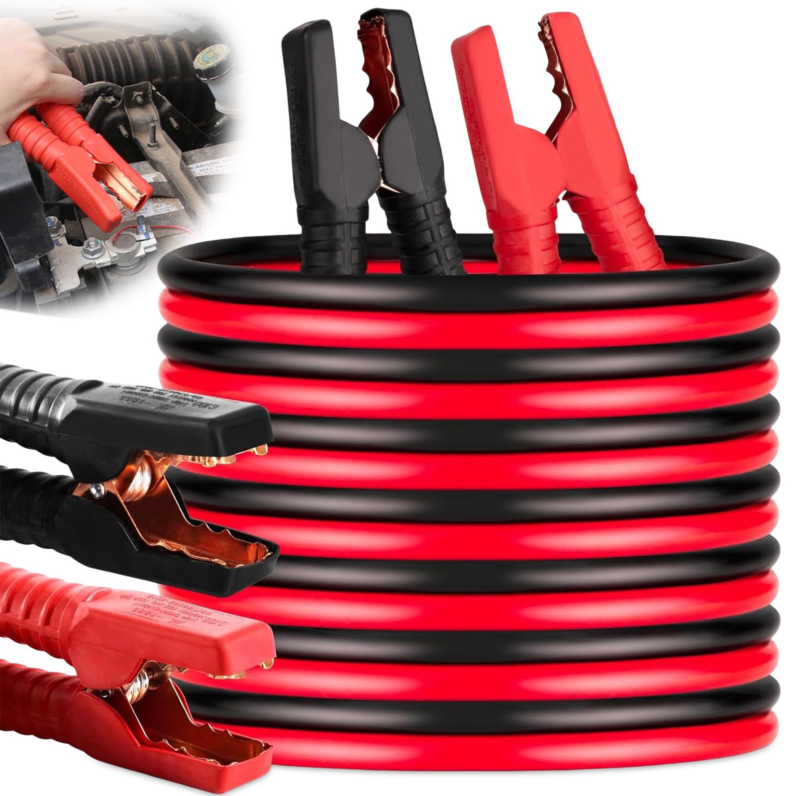 Cavi Batteria Auto con Borsa, Cavo Avviamento 12/24V 4M 2000A per Camion, Cavi Collegamento per Avviamento Sicuro Efficiente, Cavo Avvio Rapido Resistenti per Motori Benzina e Diesel