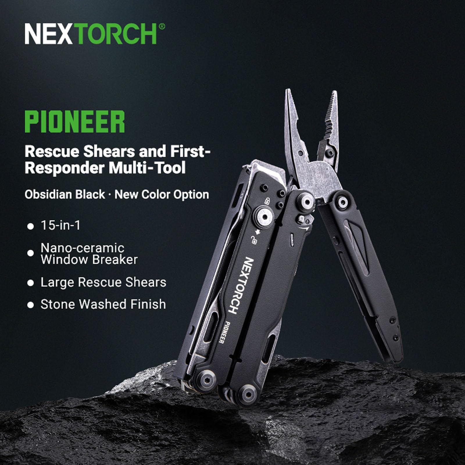 NEXTORCH Pioneer Narzędzie wielofunkcyjne z funkcjami 14 w 1, kieszonkowe, wielofunkcyjne szczypce 60 mm, z przecinakiem do lin, otwieracz do puszek, śrubokręt do użytku na zewnątrz, kemping, nóż