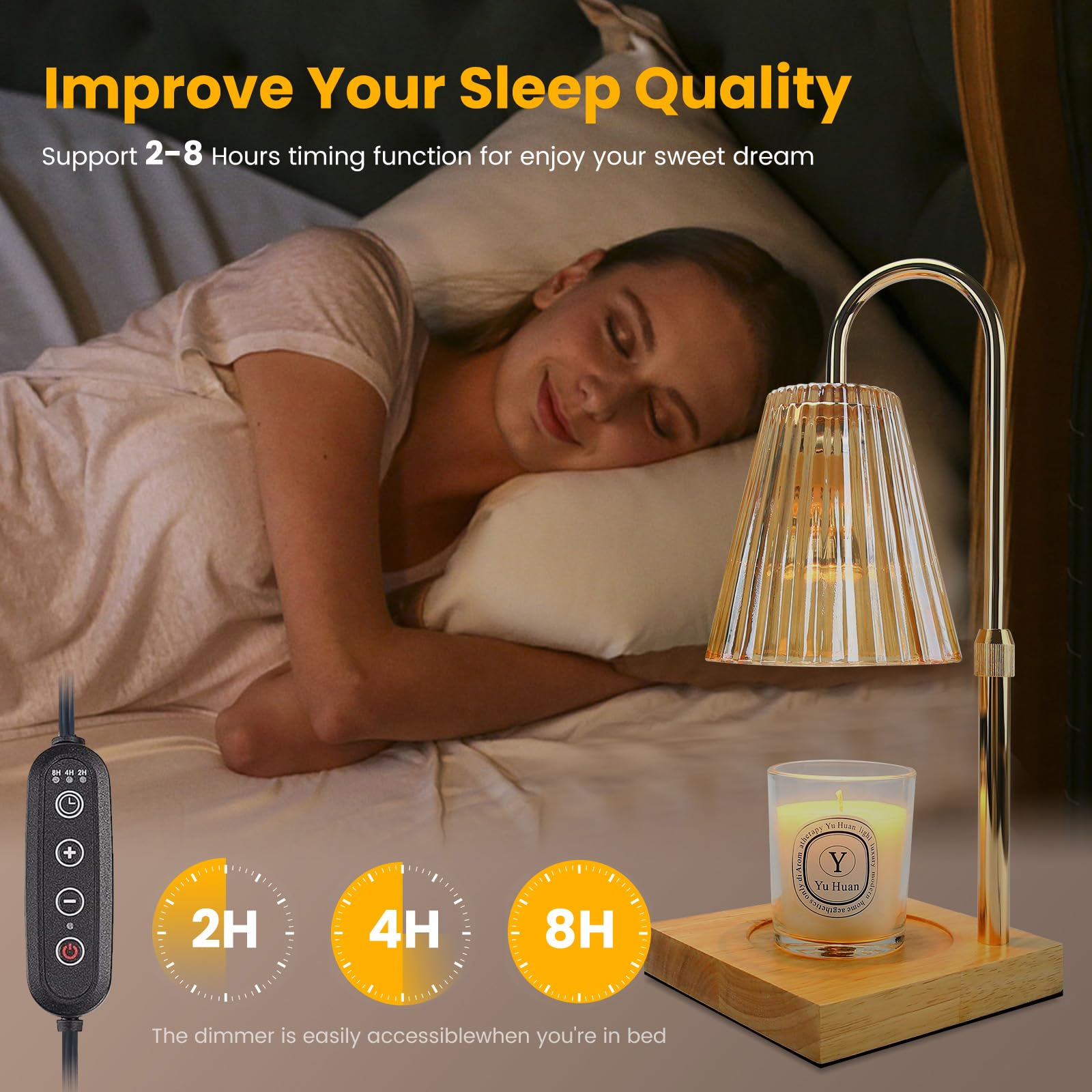 Xu-Leah Upgraded Candle Lamp Warmer includes 4 Light Bulbs, Candle Warmer Lamp with Timer Suitable for Any Scene, Lamp Candle Warmer for Family and Friends, with Creating Candle Lamp Perfect Life.