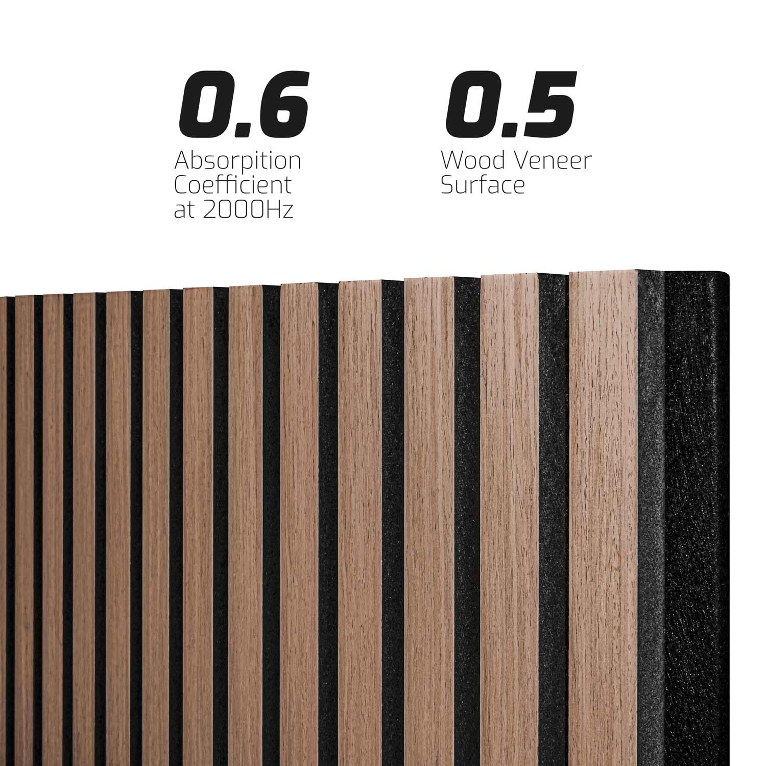 Beethoven - Set di 4 pannelli fonoassorbenti decorativi in legno 150x60 cm, superficie totale 3,6 mq, marrone chiaro