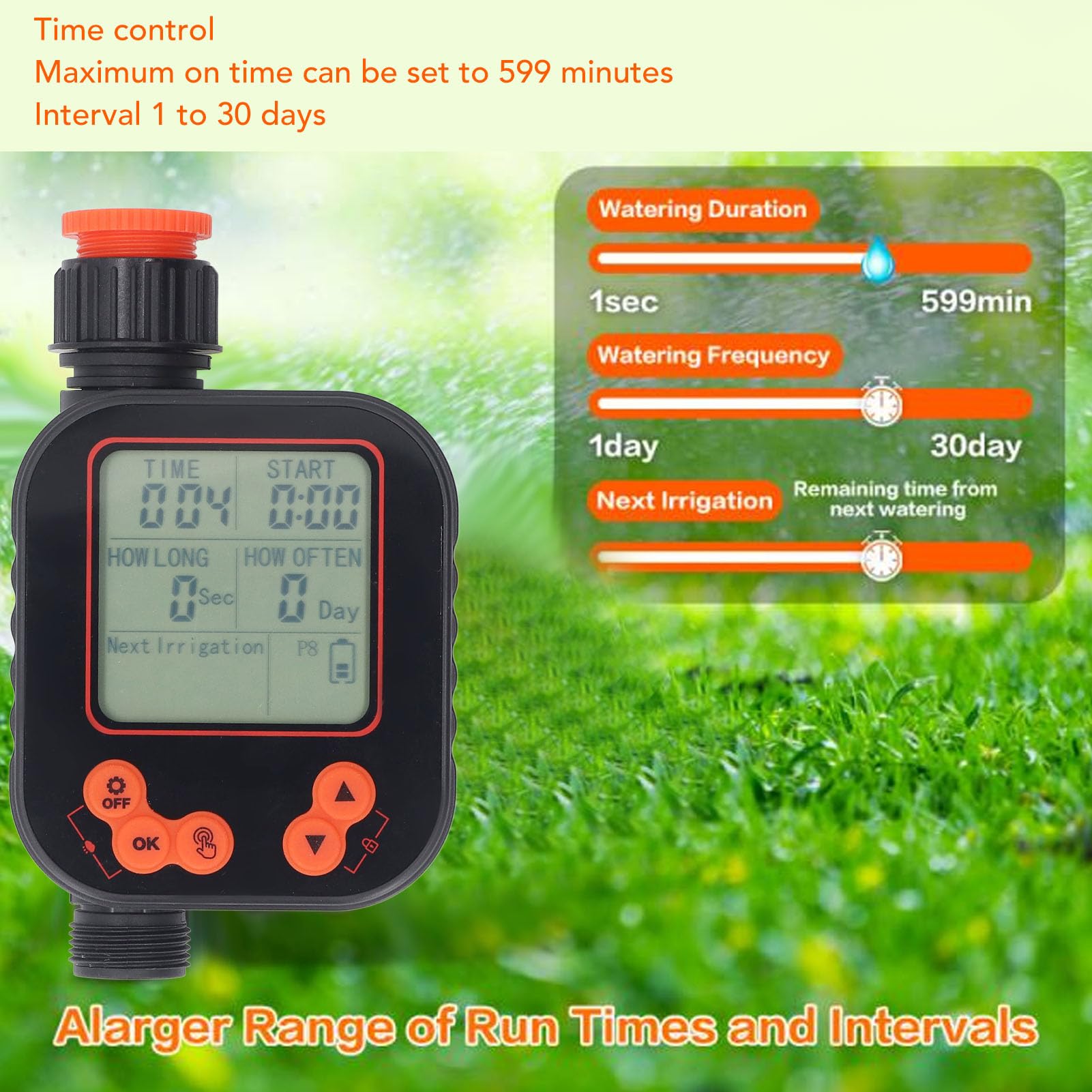 Timer Irrigazione Rubinetto Timer Conto Alla Rovescia per Irrigato, Controller Automatico Irrigatore Timer Irrigazione Giardino Timer Irrigazione per Esterni,