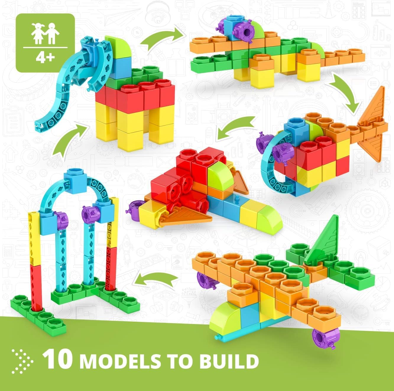 Snapklik.com : STEAM Maker Junior- 10 Model Set, Stackable Building ...