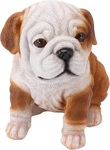 Miniatura 1 de Estatua de cachorro de bulldog inglés, decoración de escultura de bulldog resistente a la intemperie, encantadora para patio (bulldog sentado)