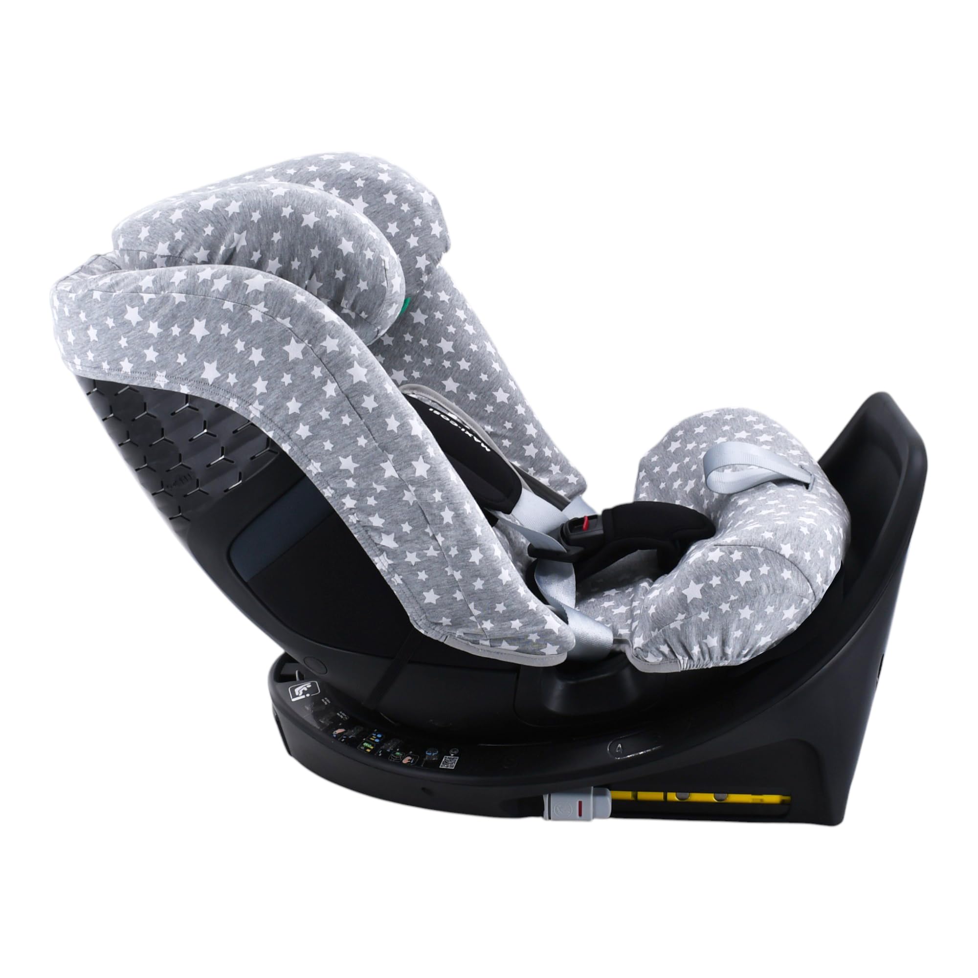 JYOKO Funda Compatible con Maxi-Cosi Emerald 360 S i-Size Hecha con algodón orgánico – Ajuste preciso y Tejido Transpirable para Mayor Confort. Estampado White Star
