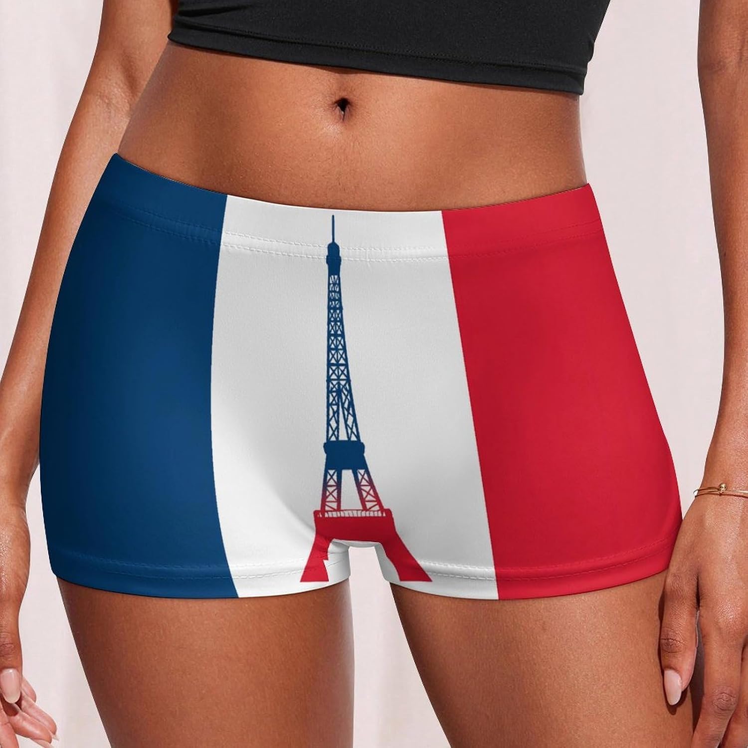 France Eiffel Tower Flag Funny Women's Boxer Briefs Breathable Underpants Trunks Stretch Underwear