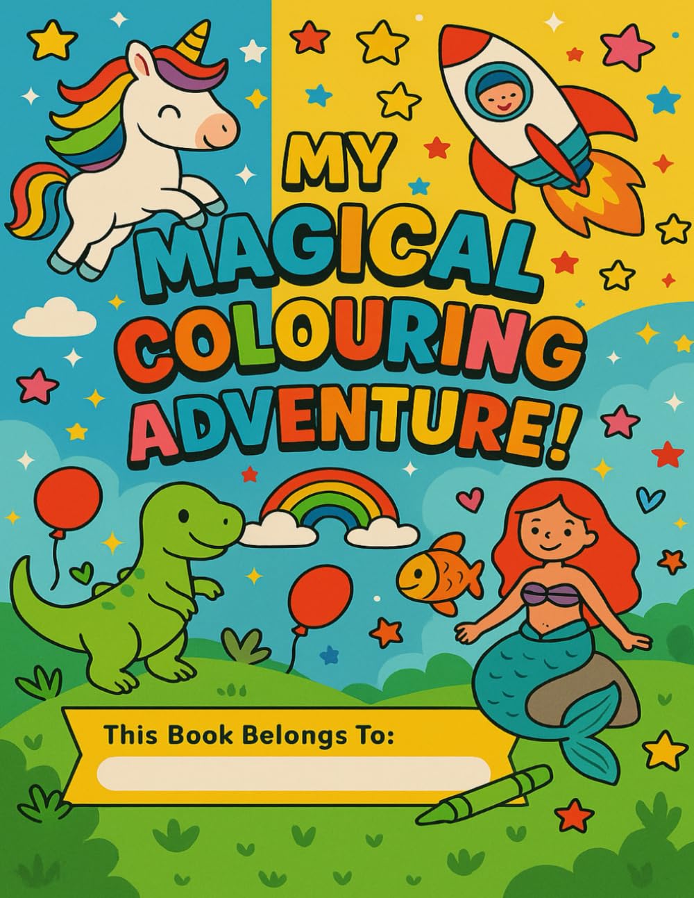 MY MAGICAL COLOURING ADVENTURE!: 21 Fun and Easy Coloring Pages for Kids Ages 3–8 – Dinosaurs, Unicorns, Animals, and More!