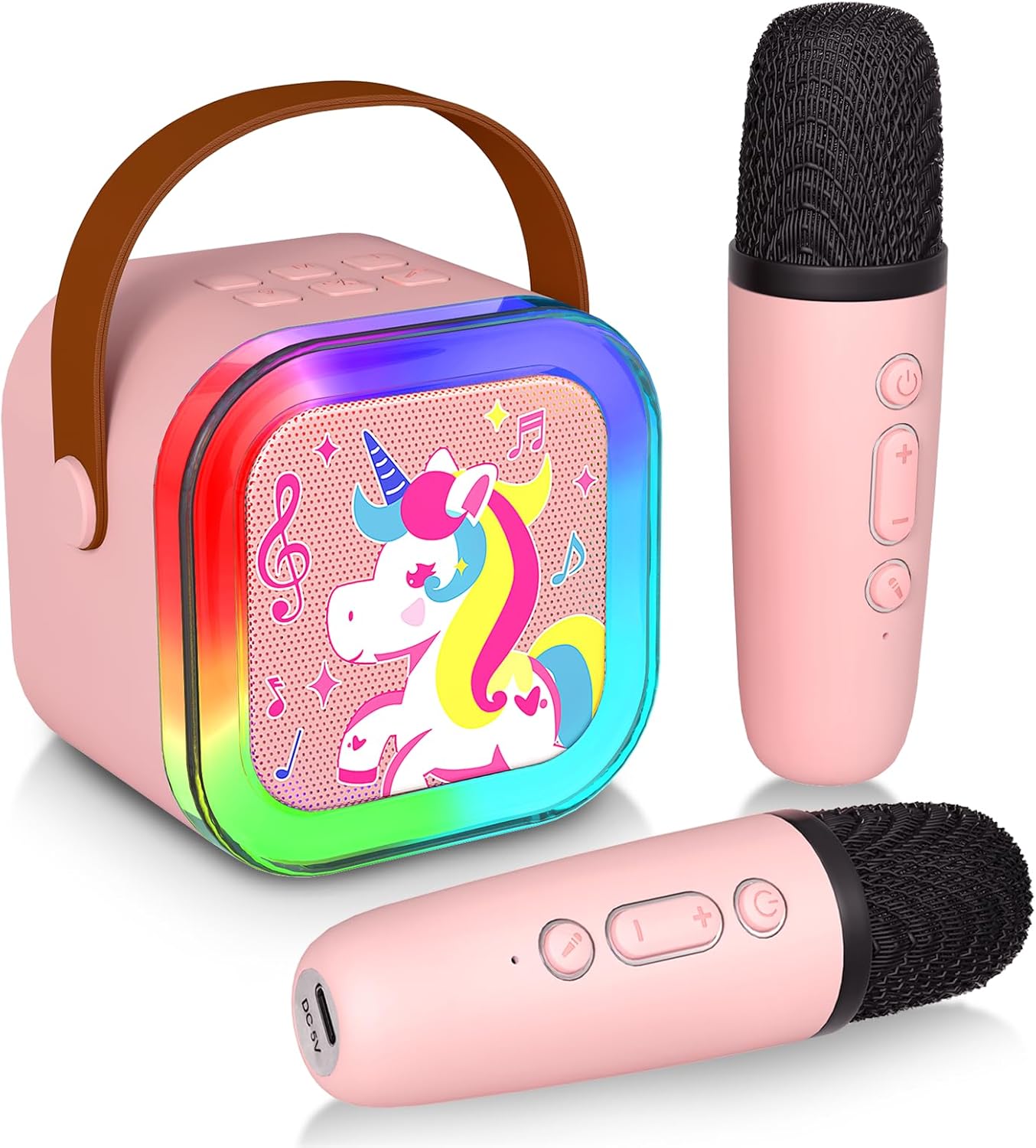 Mini Karaoke Machine with 2 Wireless Microphones, Karaoke Machine for Kids Adults, Singing Toys for Ages 3, 4, 5, 6, 7, 8 +, Best Gift for Birthday, Party, Christmas | Karaoke Machine for Girls