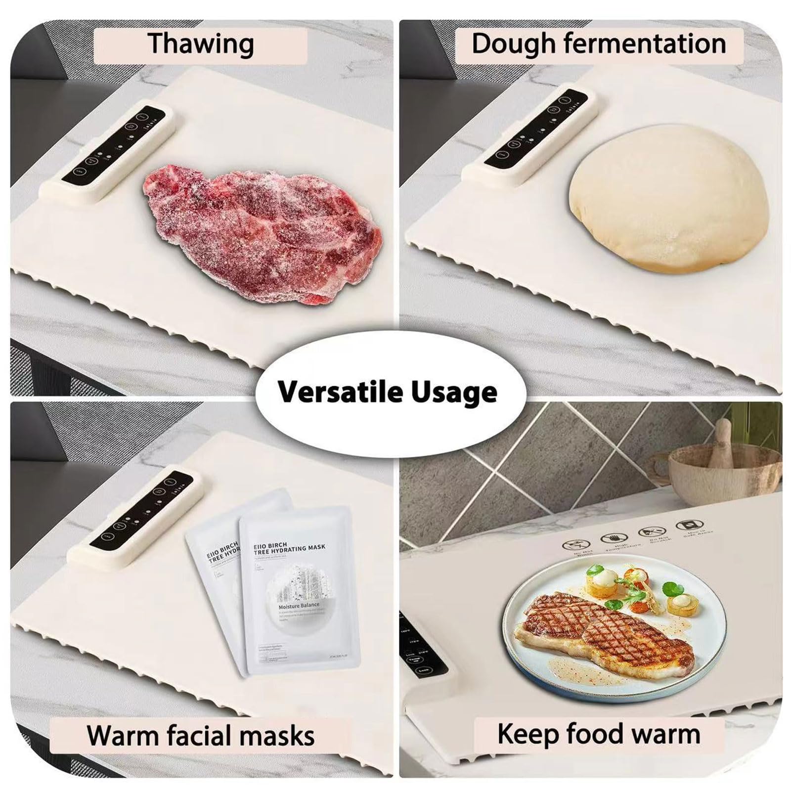 Placa para mantener caliente, calentador de alimentos eléctrico, calentador de buffet de silicona plegable con 3 temperaturas y temporizadores ajustables, para buffet, fiesta, restaurante, mantener