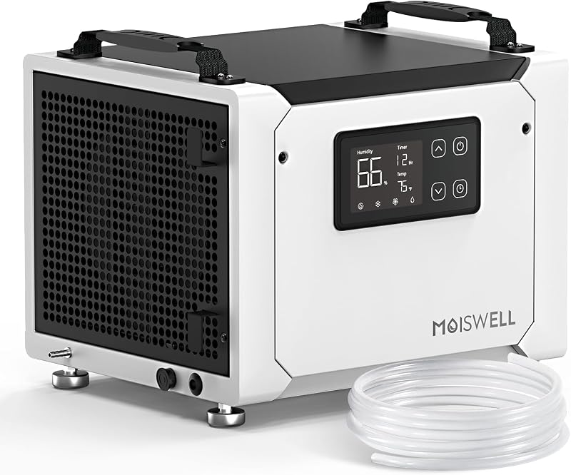 Deshumidificador comercial de 70 pintas con bomba, deshumidificadores portátiles para espacios de acceso para sótano y hogar, certificado de eficiencia Energy Star, descongelación automática | MOISWELL Defensor ME-7S