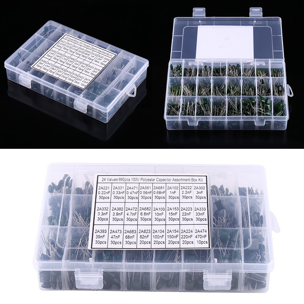 660pcs 24Value Polyester Film Paper Capacitors Set 100V