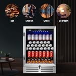 24 Refroidisseur de réfrigérateur à boissons de pouce,210 Frigidaire large de boissons et de bière avec porte en verre et compresseur de refroidissement puissant, réfrigérateur à boisson intégré / autonome pour cuisine, bar ou bureau