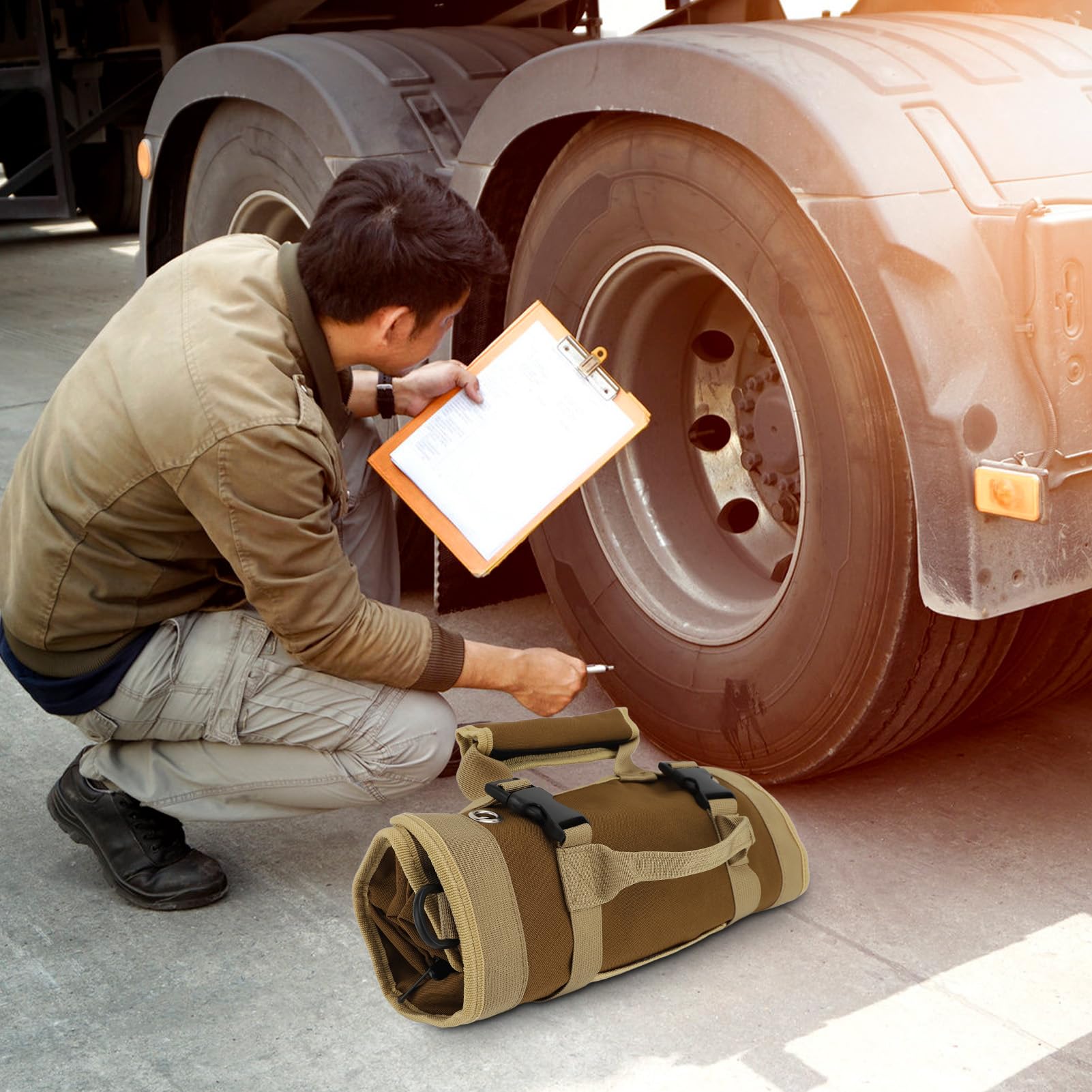 Petit Sac à Outils Enroulable Robuste En Tissu Oxford Pour électricien
