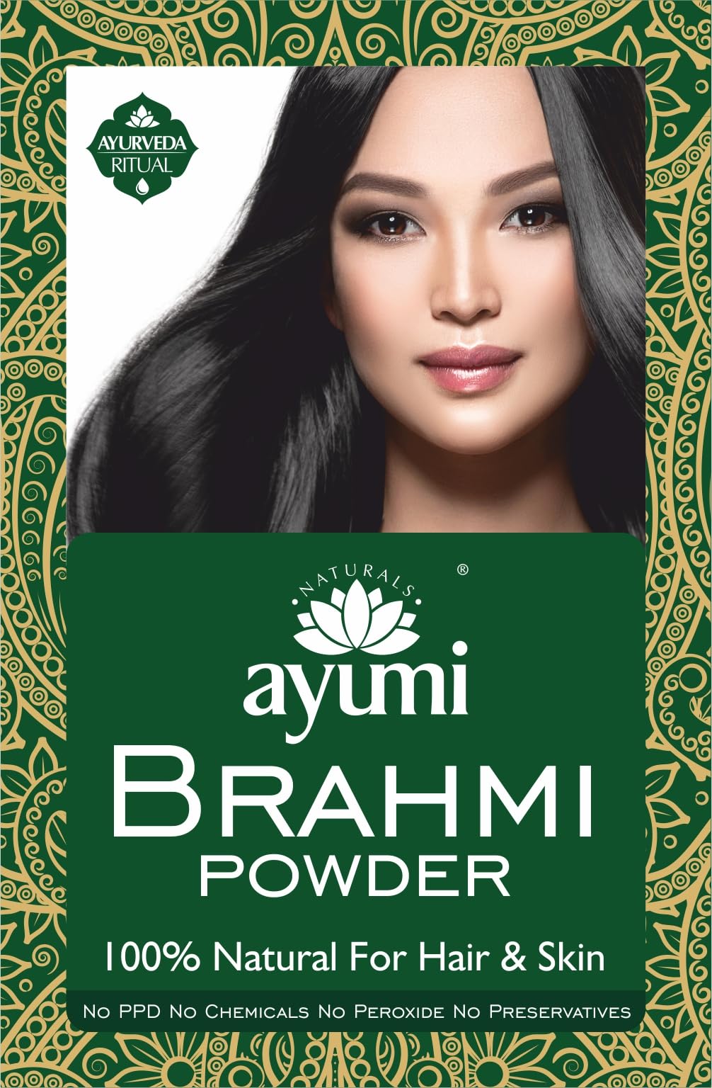 Ayumi Brahmi Hair Powder (Bacopa Monnieri), 100g | Natural Hair Volume Powder for Growth | Brightening FacePowder to Combat Wrinkles | Anti Hair Loss Treatment for Women & HairPowder Men
