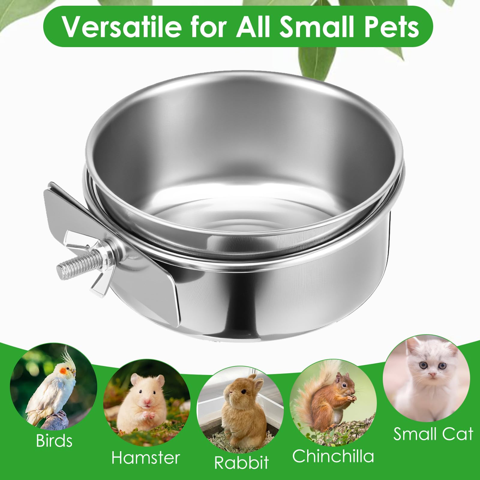 10 Pack Stainless Steel Bird Food Bowls with Clamp Holder, Parrot Feeding Dish Cups for Cage, Rustproof Bird Water Feeders for Cockatiel Conure Budgie Parakeet Macaw Lovebird Small Animals - image 7