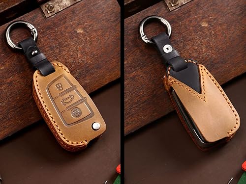 Miniatura 4 de ontto Funda de piel auténtica para llavero compatible con Audi A1 A3 A4 A5 A6 Q2 Q3 Q7 TT S3 R8 negro