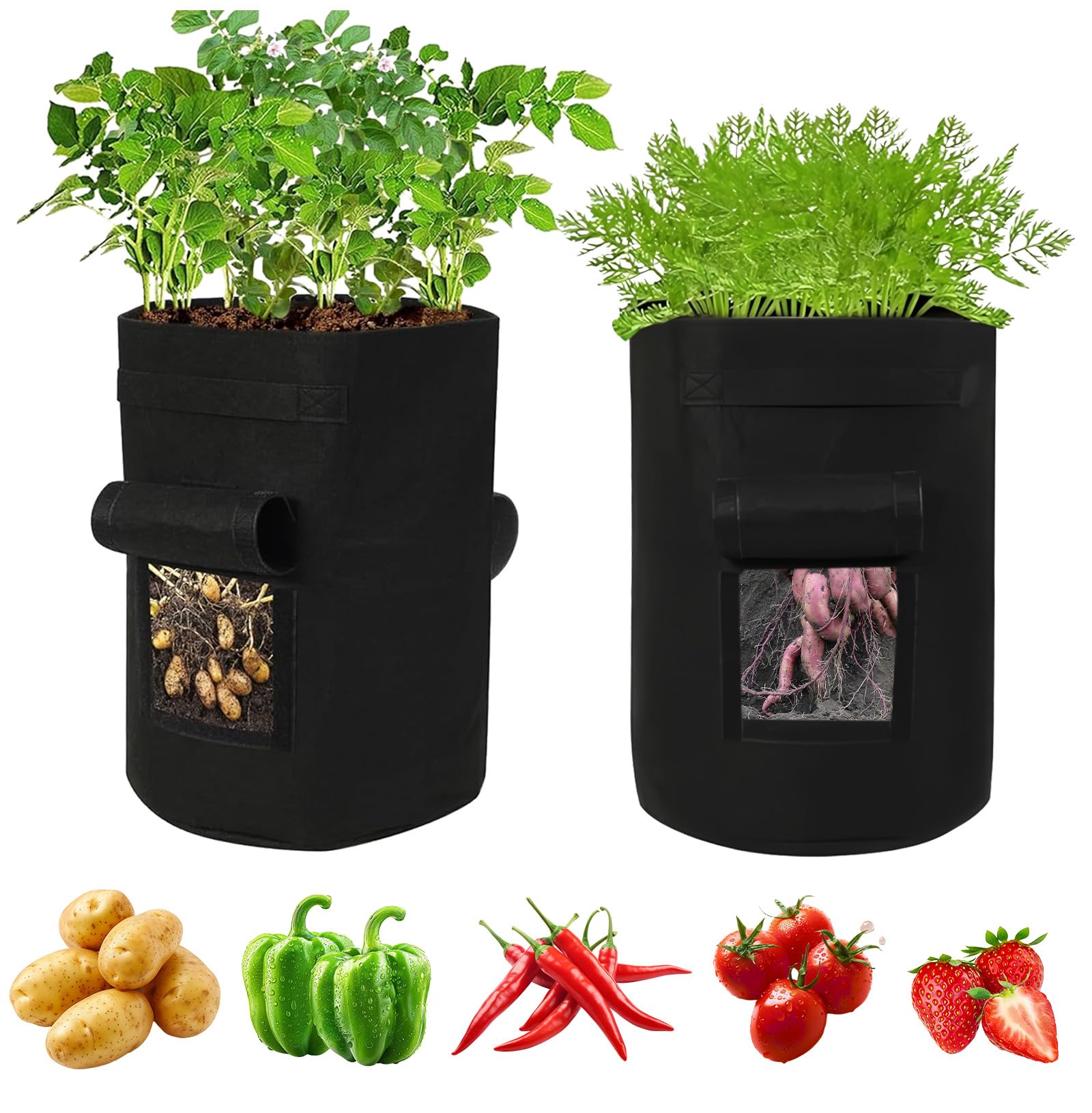 Bolsas de cultivo duraderas de 15 galones con fieltro de alta densidad