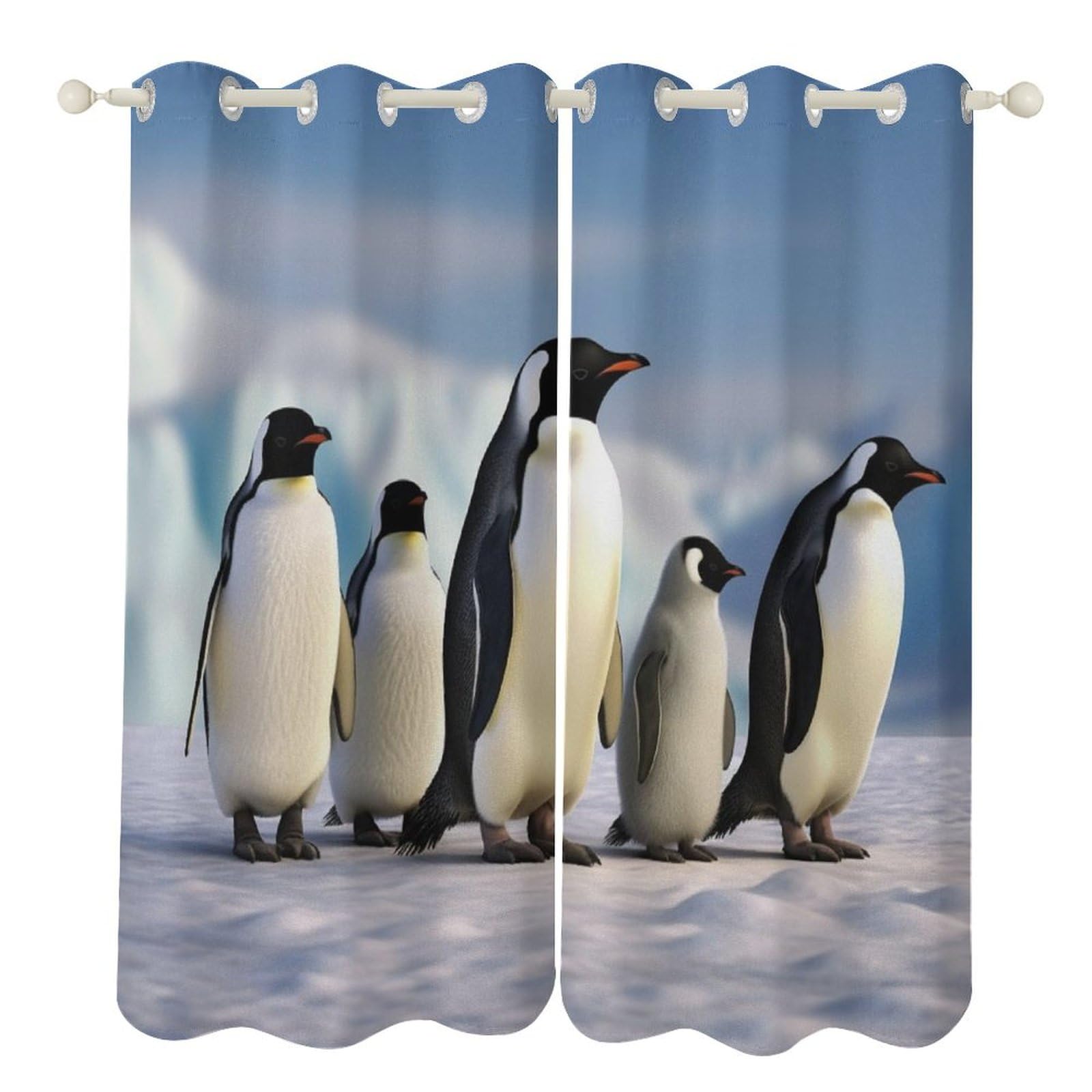 Rideaux occultants thermiques 132x213 cm à motif pingouins pour chambre