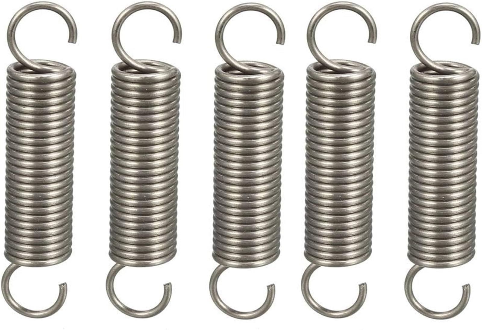 THE WHITE SHOP Extended Tension Spring Wire Diameter 0.047", OD 0.39", Free Length 1.97" Stainless Steel Small Dual Hook Tension Spring 5pcs