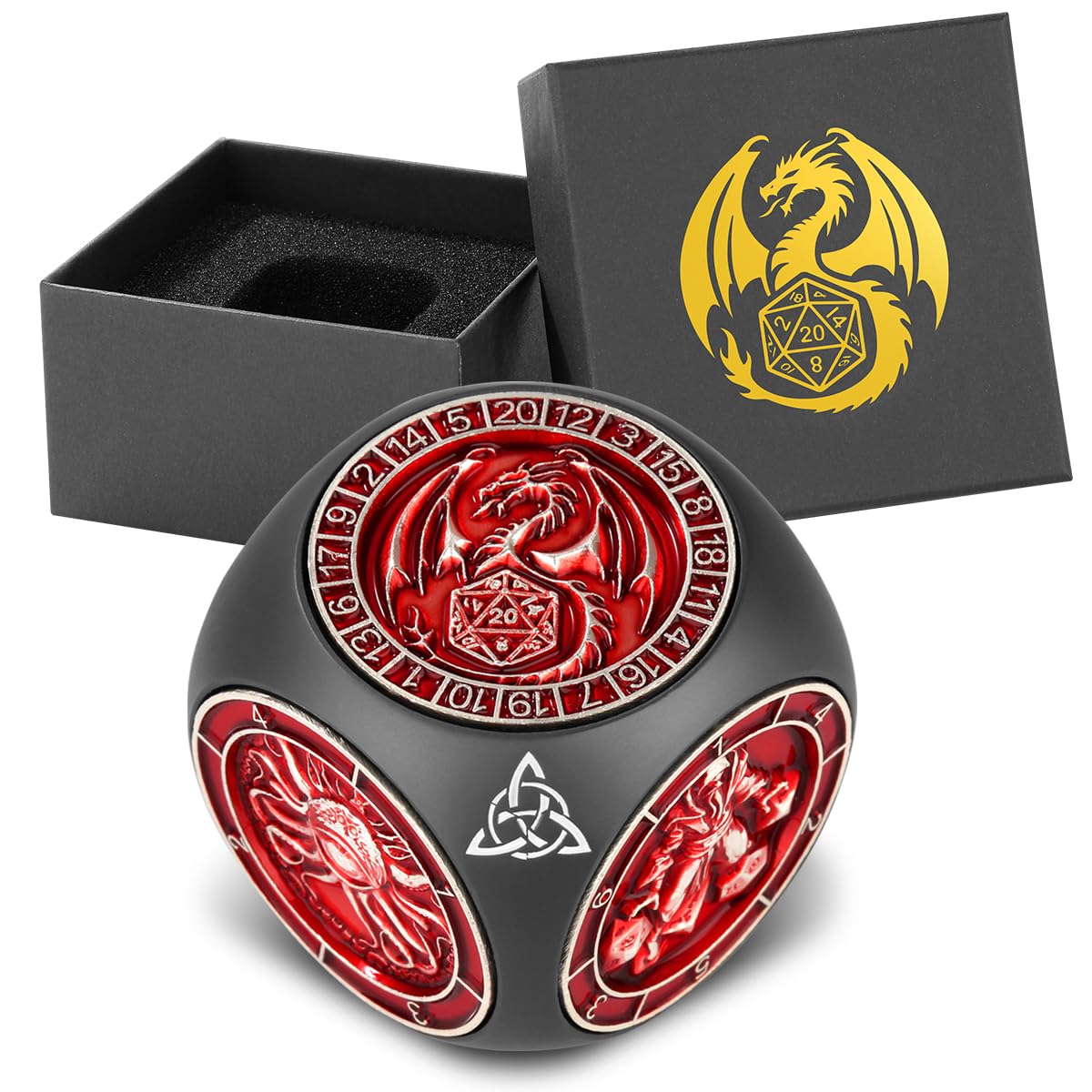 DND Fingertip Spinner Dice, 7-in-1 Metal Dice Set including 3D Pattern, Polyhedral Rotating Game Dice
