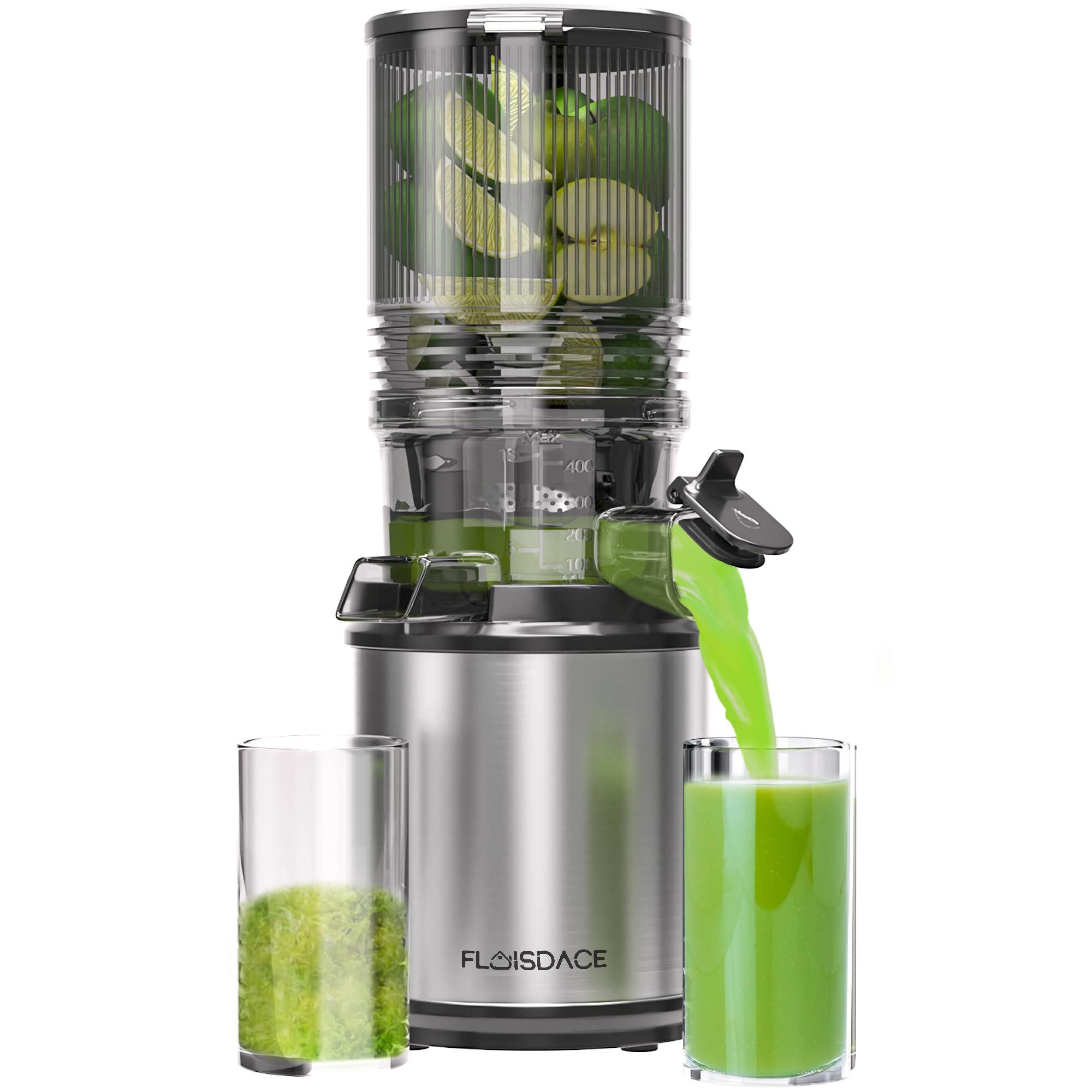 Cold Press Juicer – 6.5" Extra Large Feed Chute Fit Hands-Free Electric Masticating Juicer Machine, 350W Slow Masticating Juicer Machine for Whole Fruit and Vegetables – Easy Cleanup & Assembly