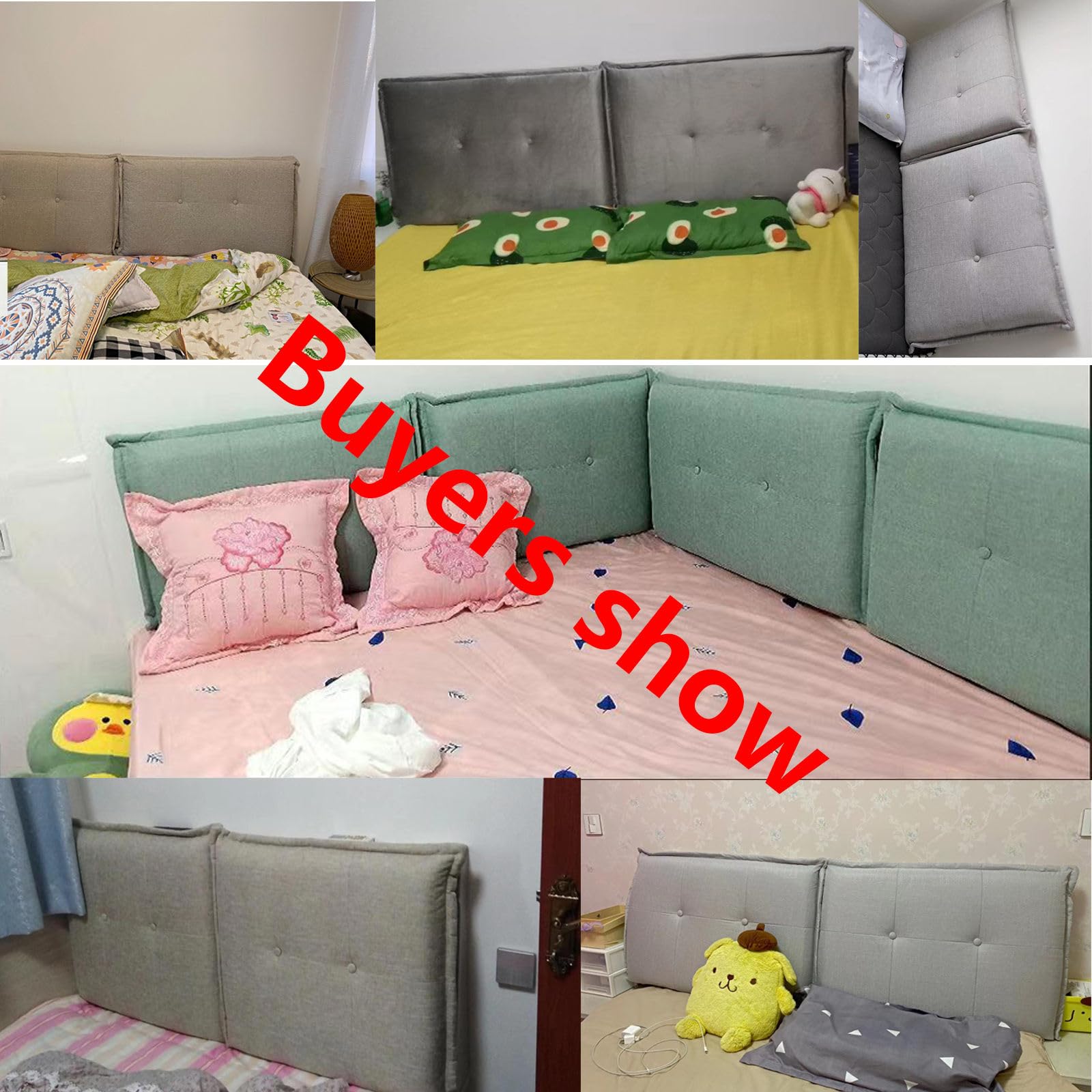Cuscini per Testiera Letto Matrimoniale/Singolo 90/140/160/170 Copertura Testata Letto 10cm Imbottita Cuscino da Lettura Sfoderabile Anticollisione Fodera/Copri Schienale Spalliera(135X60X10cm,Beige A
