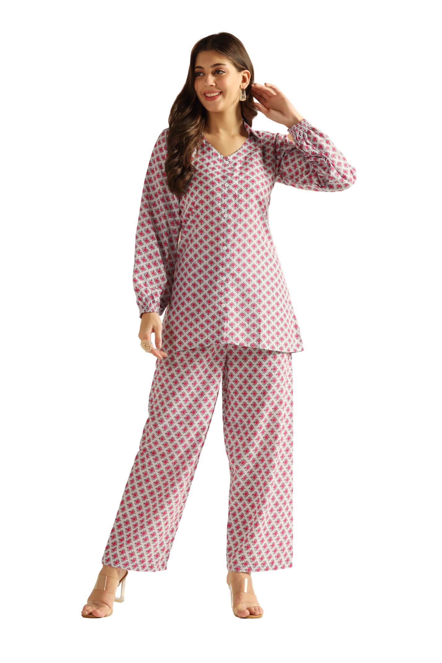 Leriya Fashion Ethnic Co Ord Set | Casual Wear Pant Top Set | Fancy Co-Ord Set | Full Pair Set | Women Kurta Sets Kurtis | Pack Of 2 | Women Kurti Set With Pant (Small, Light Purple)