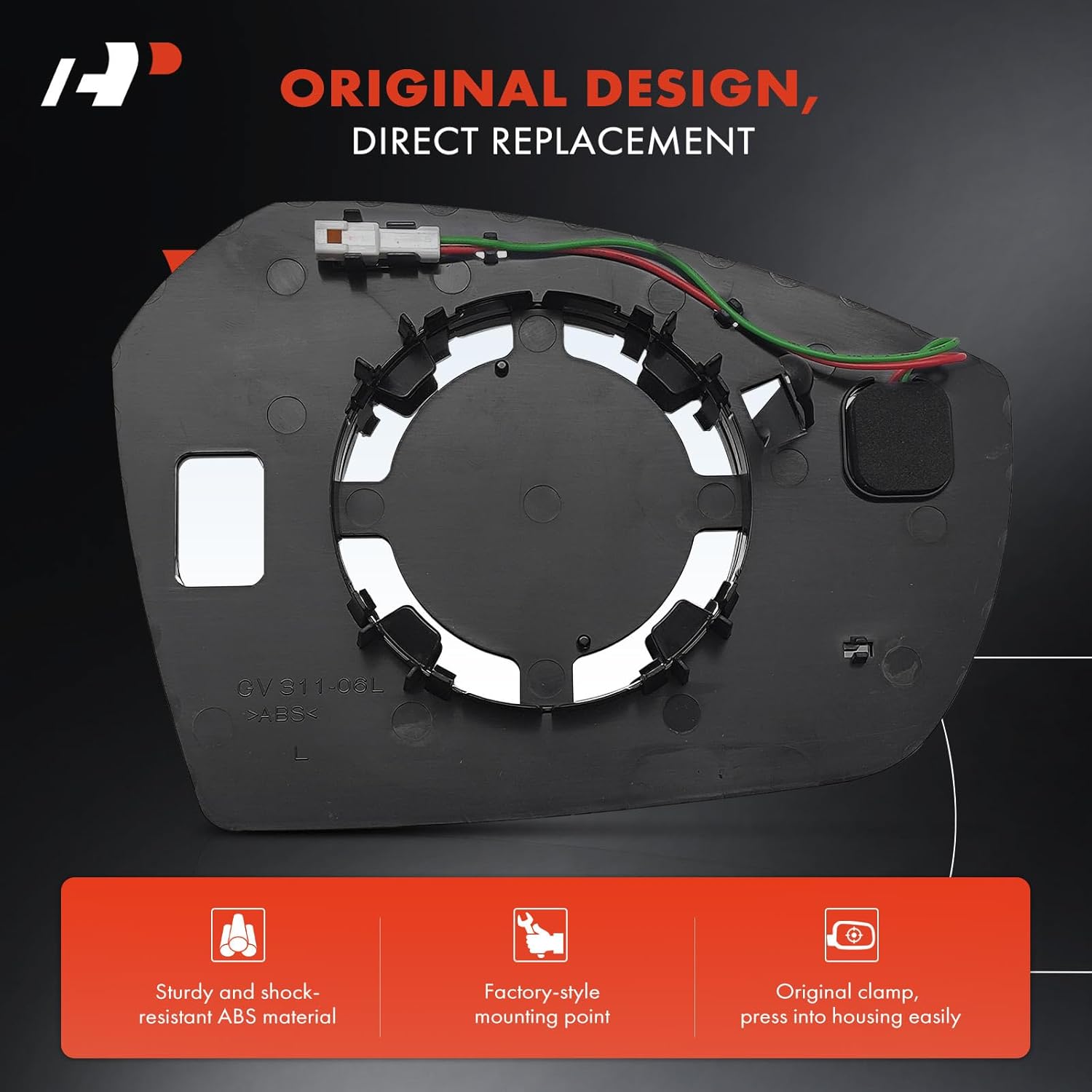 A-Premium Left Driver Side Non-Heated Mirror Glass with Backing Plate - Compatible with Ford Escape 2017 2018 2019 - Exterior Side View Flat Mirror with Blind Spot Detection