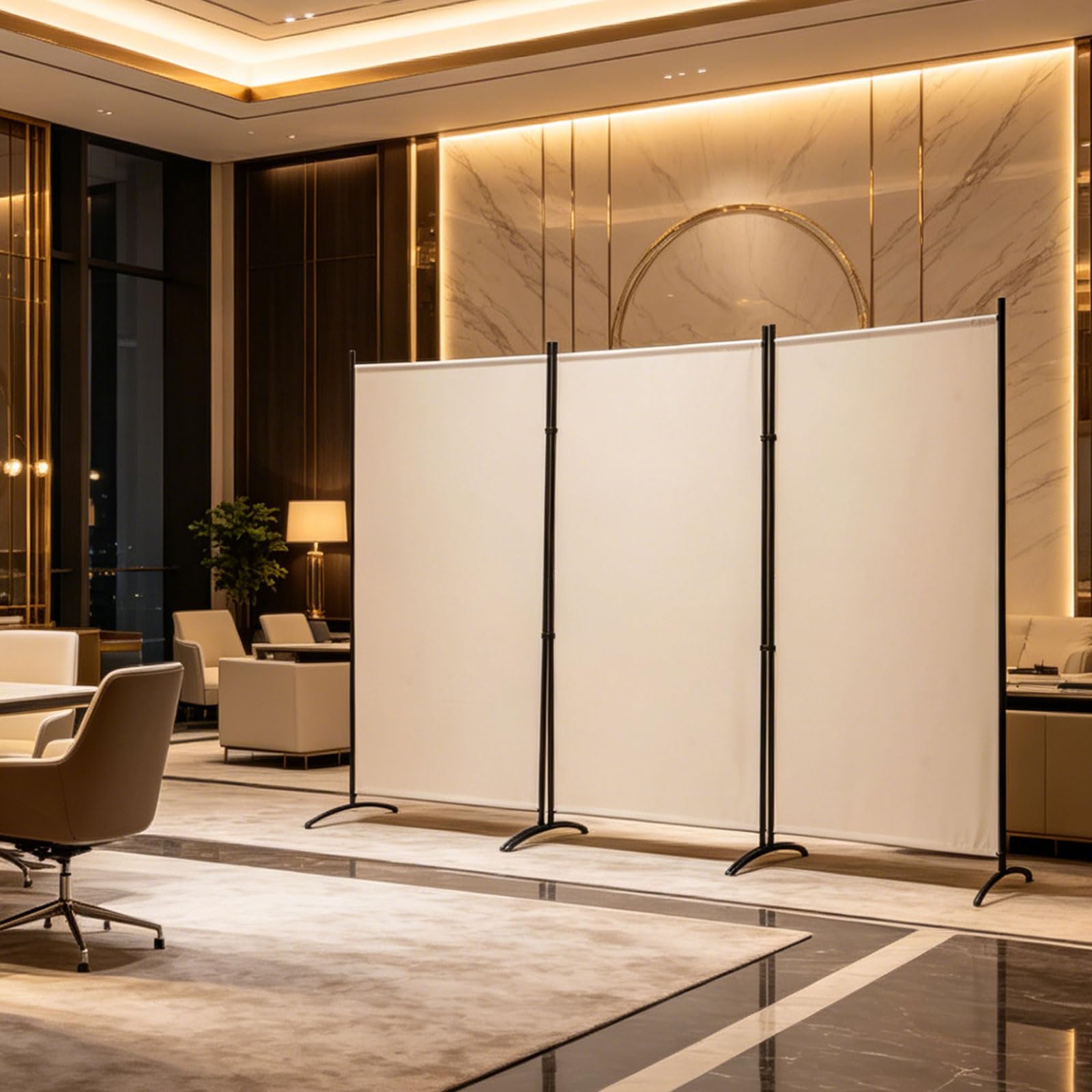 Składana ścianka działowa 3 panele rozdzielacz 260 x 180 cm beżowy parawan