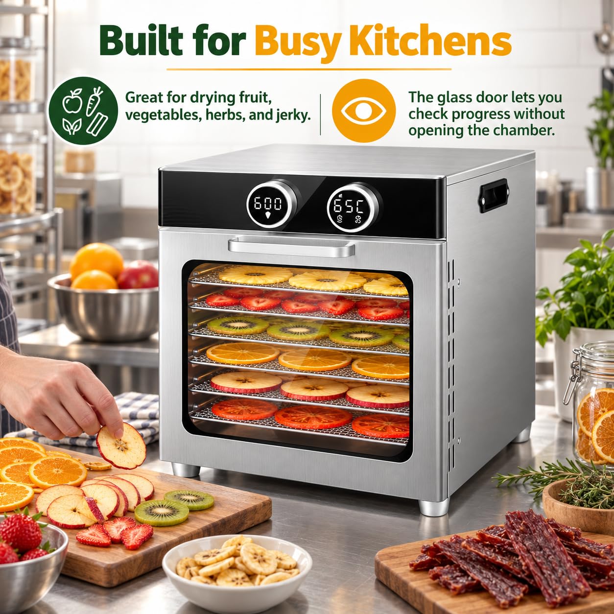 Essiccatore Alimentare Commerciale, 800W, Circolazione dell'Aria a 360°