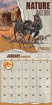 Amazon | 2025年ジュラシックワールド壁掛けカレンダー | 輸入版カレンダー